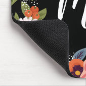 Black Pink Coral Boho Flower Lijst Monogramed Muismat (Hoek)