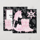 Black Pink Cowgirl Baby Shower Uitnodigingen (Voorkant / Achterkant)