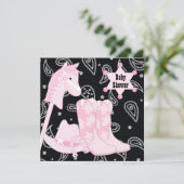 Black Pink Cowgirl Baby Shower Uitnodigingen (Staand voorkant)
