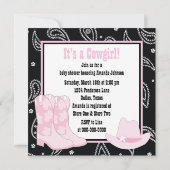 Black Pink Cowgirl Baby Shower Uitnodigingen (Achterkant)
