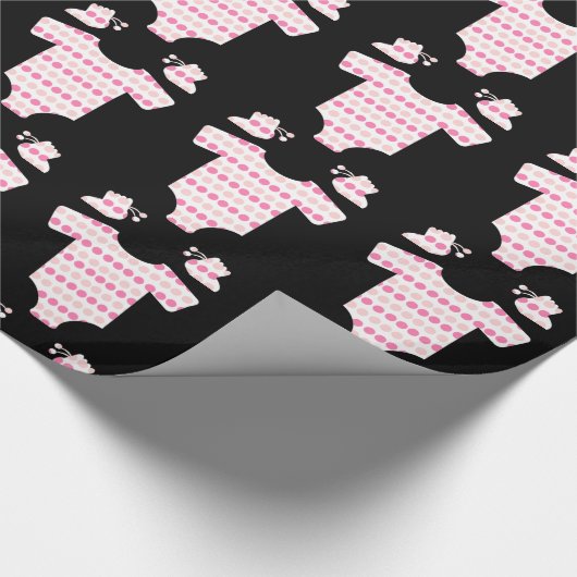 Black Pink Dolka Dot Baby Outfit Baby shower Cadeaupapier (Hoek)