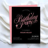 Black Pink elegant birthday Kaart