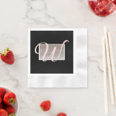 Black Pink Elegant Monogram Paper Napkins Servet (Insitu)