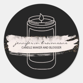 Black Pink elegant simple modern soy candle Ronde Sticker