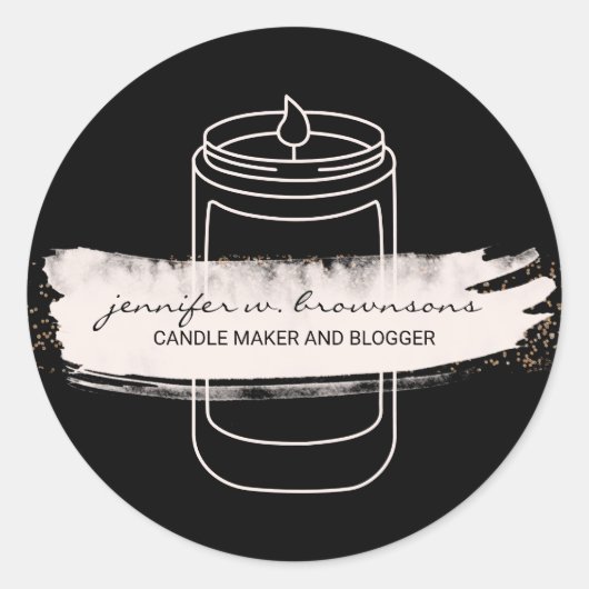 Black Pink elegant simple modern soy candle Ronde Sticker (Voorkant)