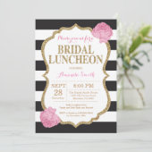 Black Pink en Gold Bridal Luncheon Uitnodiging (Staand voorkant)