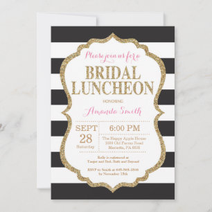Black Pink en Gold Bridal Luncheon Uitnodiging