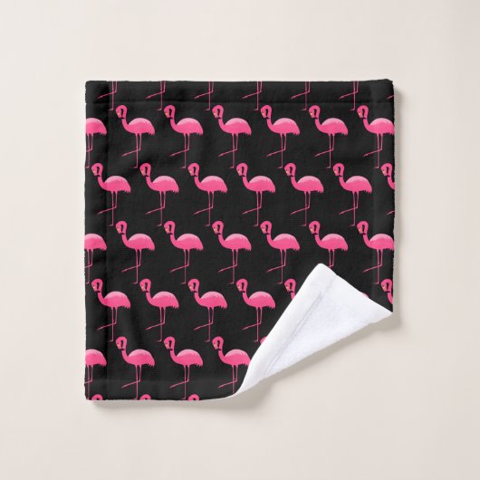 BLACK PINK FLAMINGO BRIGHT BATHROOM TOWEL SET BAD HANDDOEK (Wasdoekje)