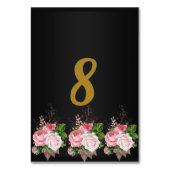 Black Pink Floral Bouquet TABLE NUMMER Kaart (Achterkant)