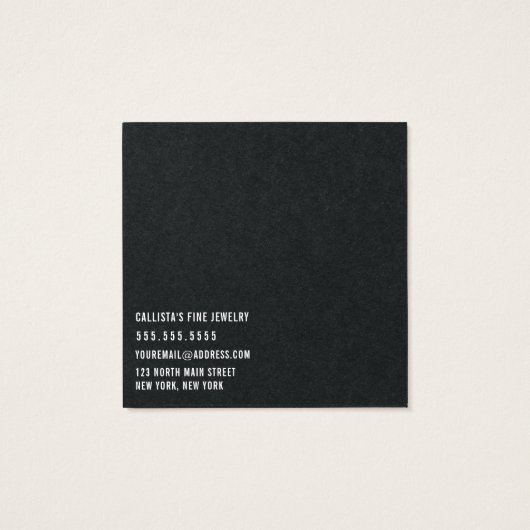 Black Pink Floral Cursive Earring Display Kaart (Achterkant)