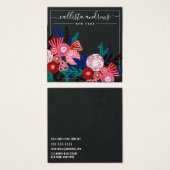 Black Pink Floral Cursive Earring Display Kaart (Voorkant /achterkant)