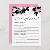 Black Pink Floral die het beste spel van de Bride Informatiekaartje (Voorkant / Achterkant)