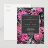 Black Pink Floral | Modern Chic Floral Wedding Uitnodiging Briefkaart (Voorkant / Achterkant)