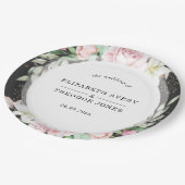 Black Pink Floral Wedding Napkins Papieren Bordje (Gekanteld)
