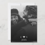 Black Pink Floral | Zwart-witfotoweddenschap Kaart (Achterkant)