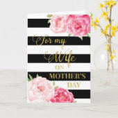 Black Pink Flowers Moederdag Kaart voor vrouw (Gele Bloem)