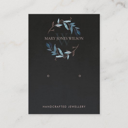 BLACK PINK FOLIAGE MONOGRAM EARRING DISPLAY LOGO VISITEKAARTJE (Voorkant)