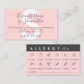 Black Pink Food Allergy Alert Visitekaartje (Voorkant / Achterkant)