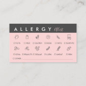 Black Pink Food Allergy Alert Visitekaartje (Achterkant)