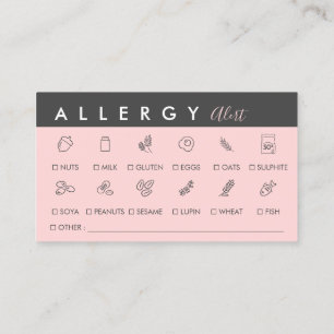 Black Pink Food Allergy Alert Visitekaartje