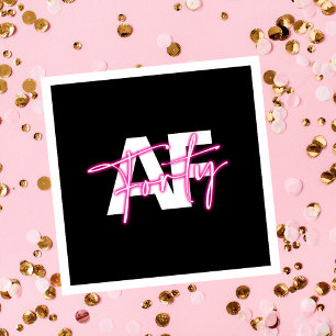 Black Pink Forty AF 40e verjaardag papieren servet