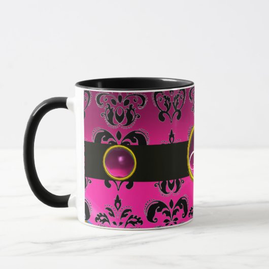 BLACK PINK FUCHSIA DAMASK GEMSTONE MONOGRAM MOK (Links)