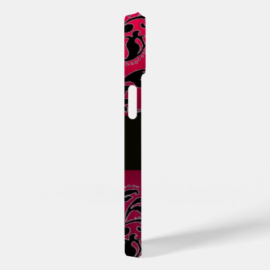 BLACK PINK FUCHSIA DAMASK MONOGRAM, Ruby Gemstone Case-Mate iPhone Case (Achterkant / Rechts)