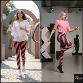 Black Pink Glitch Cyber Diagonal Plaid Leggings