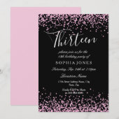 Black Pink Glitter Girls 13e verjaardag Kaart (Voorkant / Achterkant)