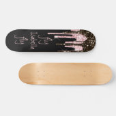 Black Pink Glitter Girly Sparkle Persoonlijke naam Persoonlijk Skateboard (Horizontaal)