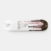 Black Pink Glitter Girly Sparkle Persoonlijke naam Persoonlijk Skateboard (Horizontaal)