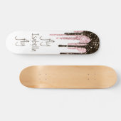 Black Pink Glitter Girly Sparkle Persoonlijke naam Persoonlijk Skateboard (Horizontaal)