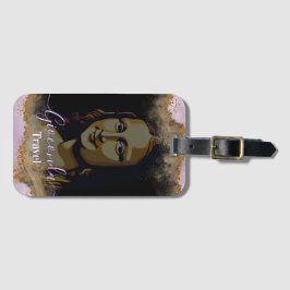Black Pink Glitter Leonardo Da Vinci Gioconda Bagagelabel