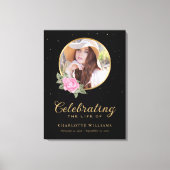 Black Pink Gold Floral - Welkomstteken Canvas Afdruk (Voorkant)