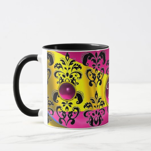 BLACK PINK GOLD FUCHSIA DAMASK GEMSTONE MONOGRAM MOK (Links)
