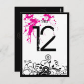 Black & Pink Grungy Heart Music Thmed Wedding Briefkaart (Voorkant / Achterkant)