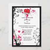 Black & Pink Grungy Heart Music Thmed Wedding Kaart (Achterkant)