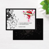 Black & Pink Grungy Heart Music Thmed Wedding Visitekaartje (Bureau)