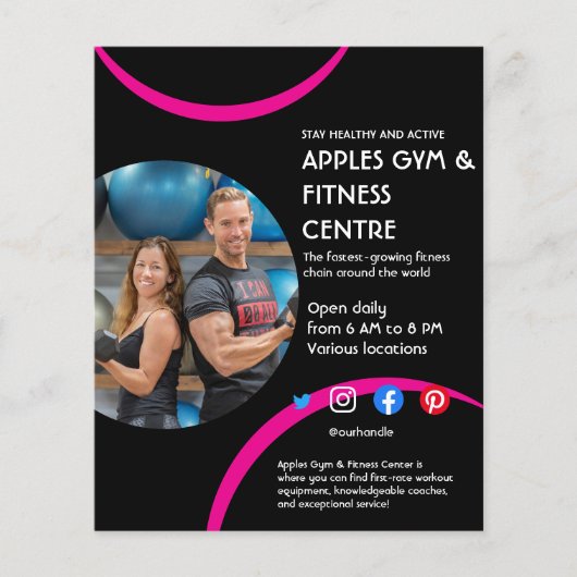 Black & Pink Gym Personal Trainer Business Flyer (Voorkant)