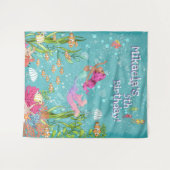 Black Pink Haar Zeemeermin Onder de Zee Achtergron Wandkleed (Voorkant (horizontaal))