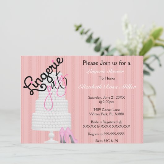 Black & Pink Heels Lingerie Vrijgezellenfeest Uitn Kaart (Staand voorkant)