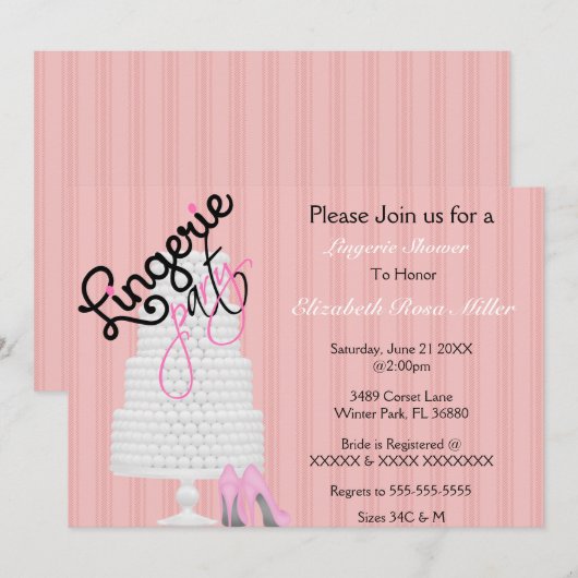 Black & Pink Heels Lingerie Vrijgezellenfeest Uitn Kaart (Voorkant / Achterkant)