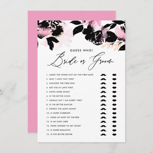 Black Pink Hij zei dat zij zei Bruid of Bruidegom  Informatiekaartje (Voorkant / Achterkant)