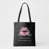 Black Pink Kiss Lips Makeup Artist Tote Bag (Voorkant)