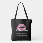 Black Pink Kiss Lips Makeup Artist Tote Bag (Achterkant)