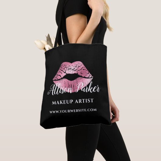 Black Pink Kiss Lips Makeup Artist Tote Bag (Dichtbij)