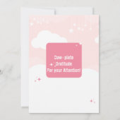 Black Pink Koe Witte Wolk Baby Shower  Kaart (Achterkant)