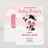 Black Pink Koe Witte Wolk Baby Shower  Kaart (Voorkant / Achterkant)