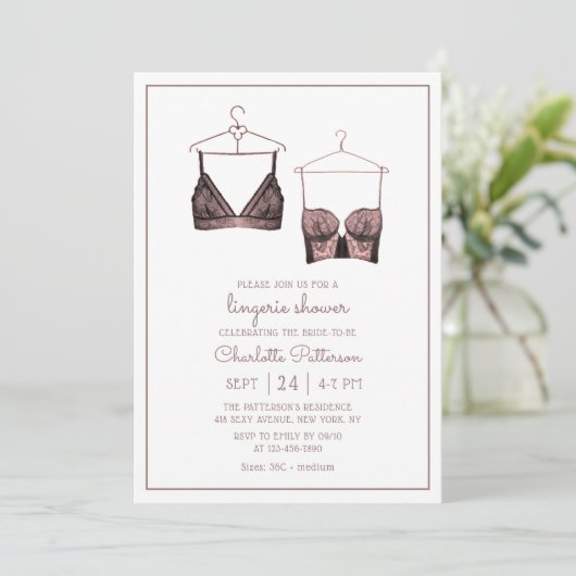 Black Pink Lace Waterverf Lingerie Vrijgezellenfee Kaart (Staand voorkant)