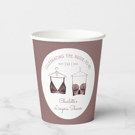 Black Pink Lace Waterverf Lingerie Vrijgezellenfee Papieren Bekers (Achterkant)